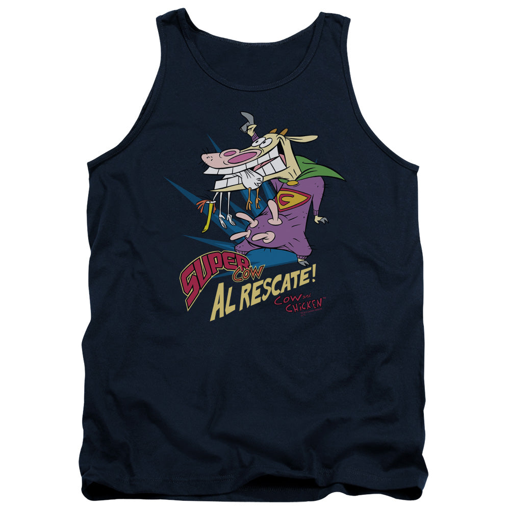 Cow & Chicken Super Cow Mens Tank Top Shirt Navy