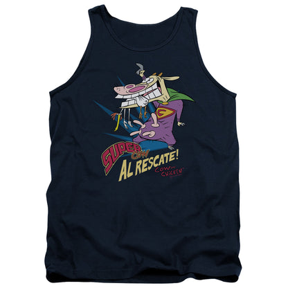 Cow & Chicken Super Cow Mens Tank Top Shirt Navy