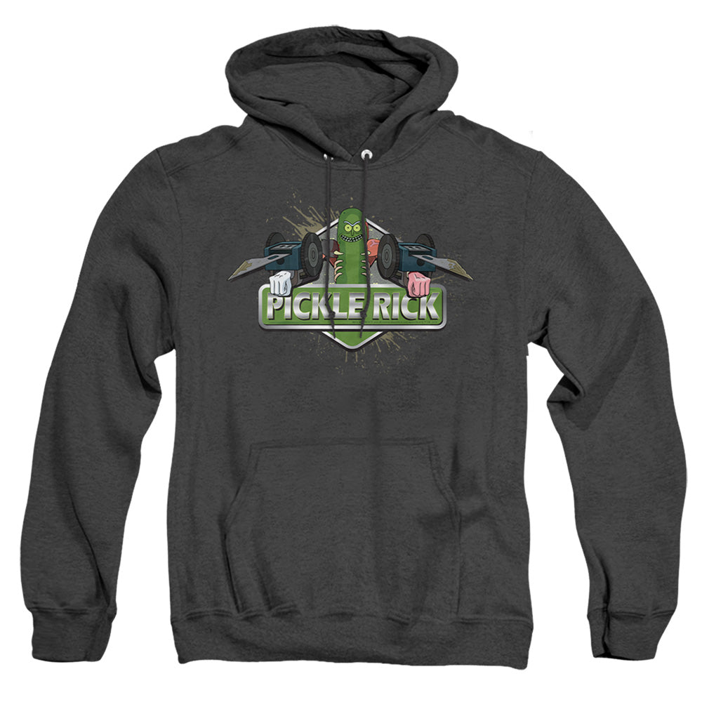 Rick And Morty Pickle Rick Heather Mens Hoodie Black Officially Licensed