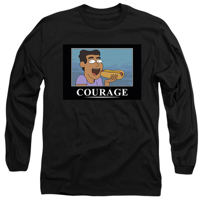 Rick And Morty Courage Poster Mens Long Sleeve Shirt Black