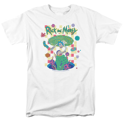 Rick And Morty Falling Portals Mens T Shirt White