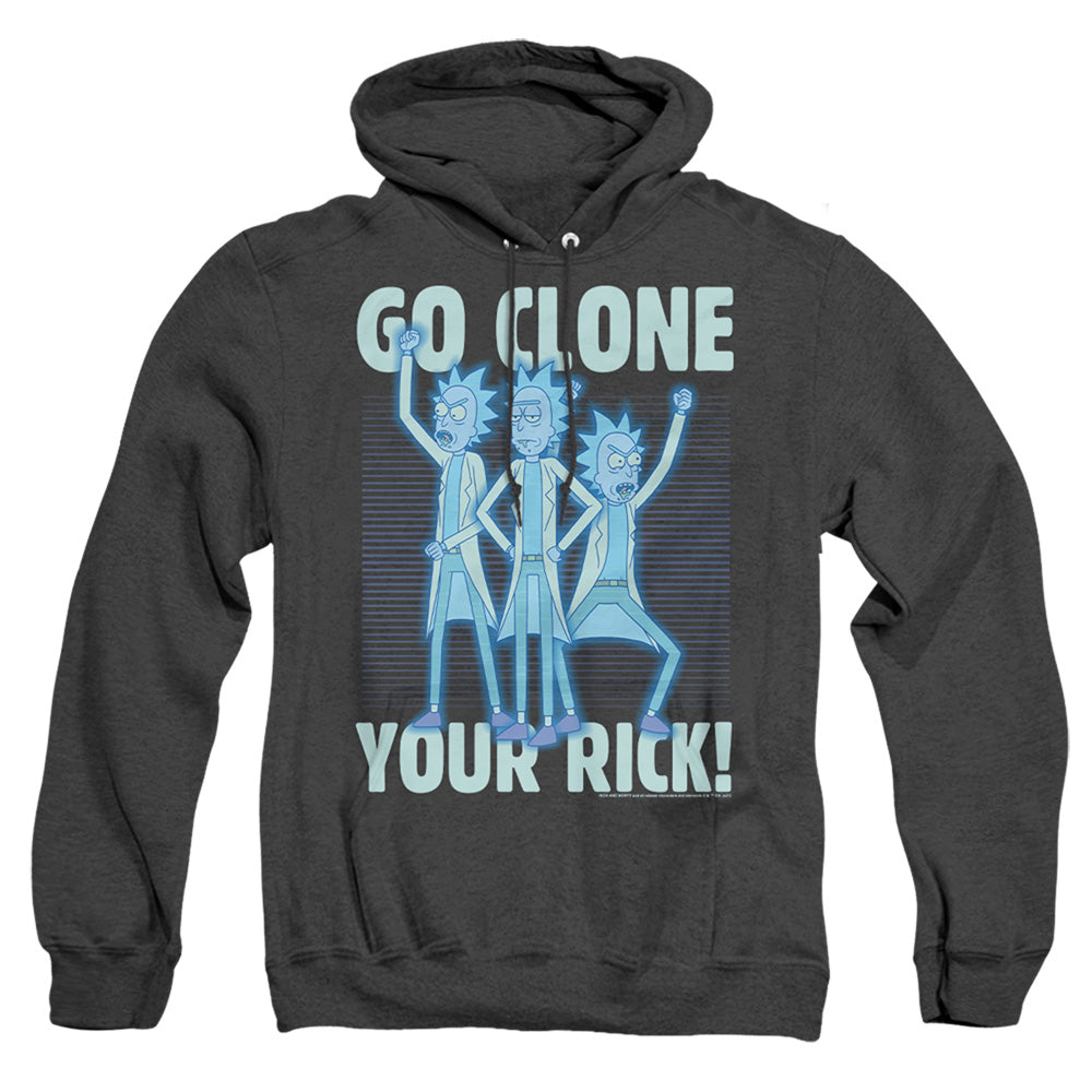 Rick And Morty Go Clone Your Rick Heather Mens Hoodie Black Officially Licensed