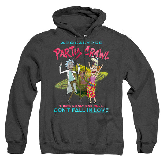 Rick And Morty Apocalypse Party Crawl Heather Mens Hoodie Black Officially Licensed