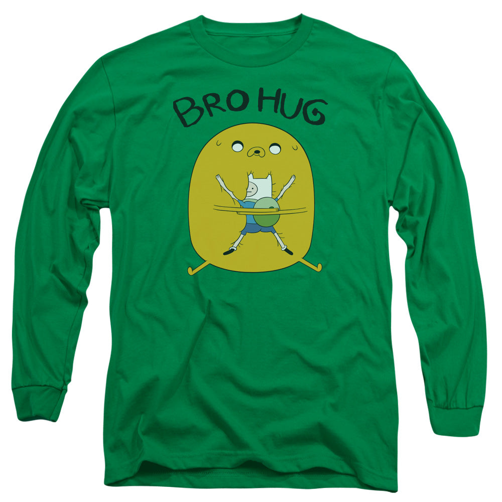 Adventure Time Bro Hug Mens Long Sleeve Shirt Kelly Green