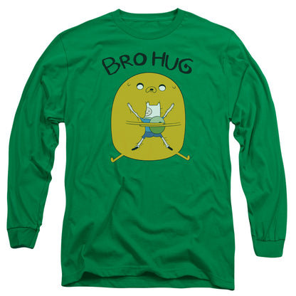 Adventure Time Bro Hug Mens Long Sleeve Shirt Kelly Green Officially Licensed