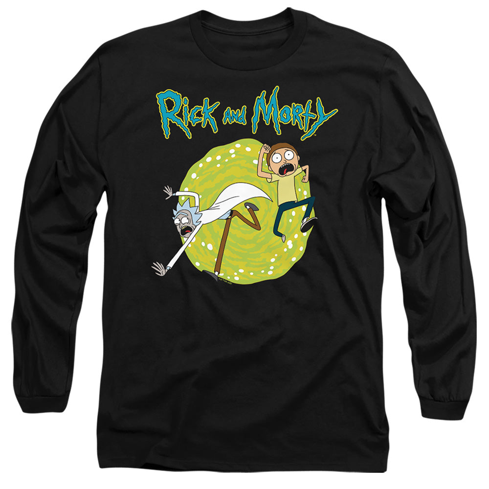 Rick And Morty Portal Mens Long Sleeve Shirt Black Officially Licensed