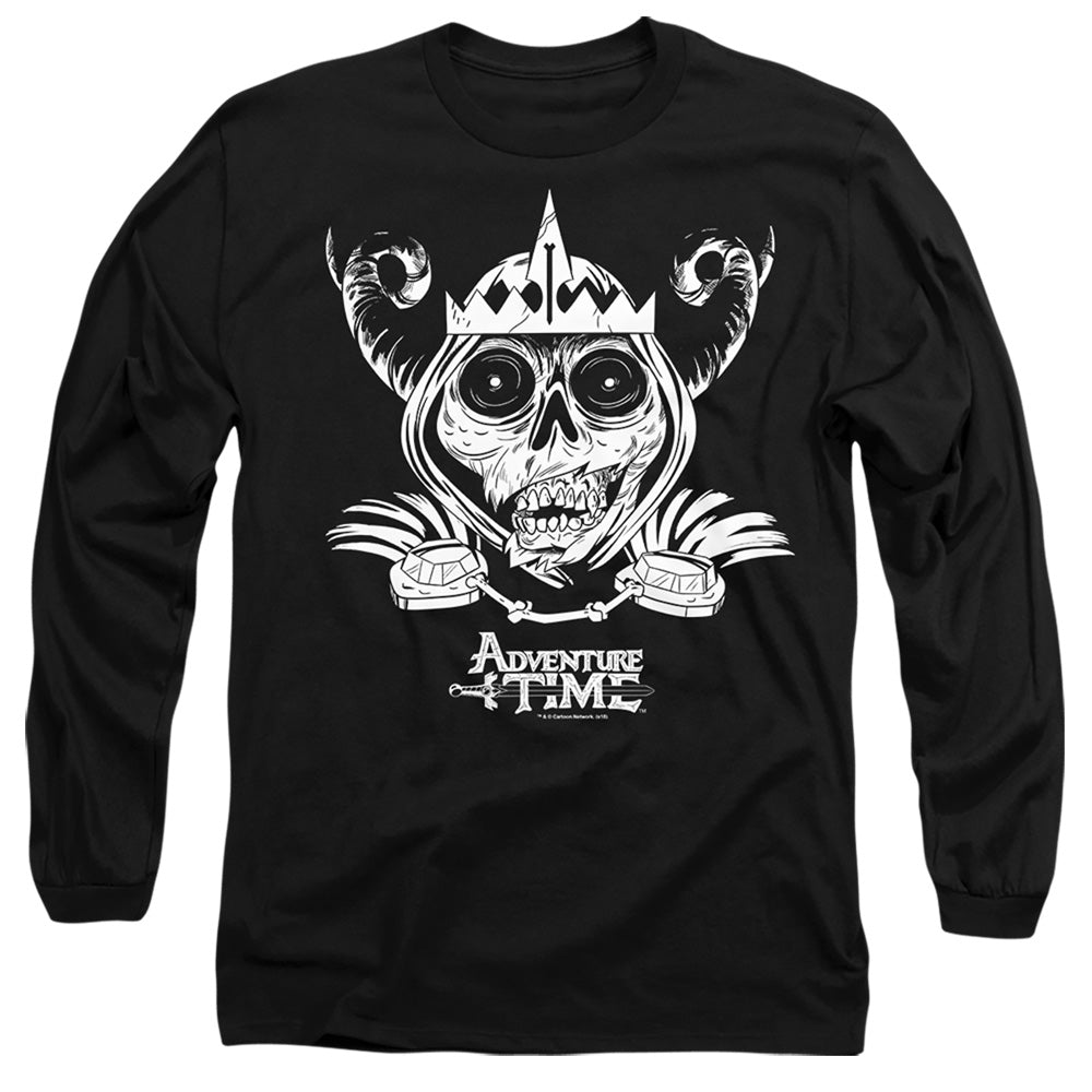 Adventure Time Skull Face Mens Long Sleeve Shirt Black Officially Licensed