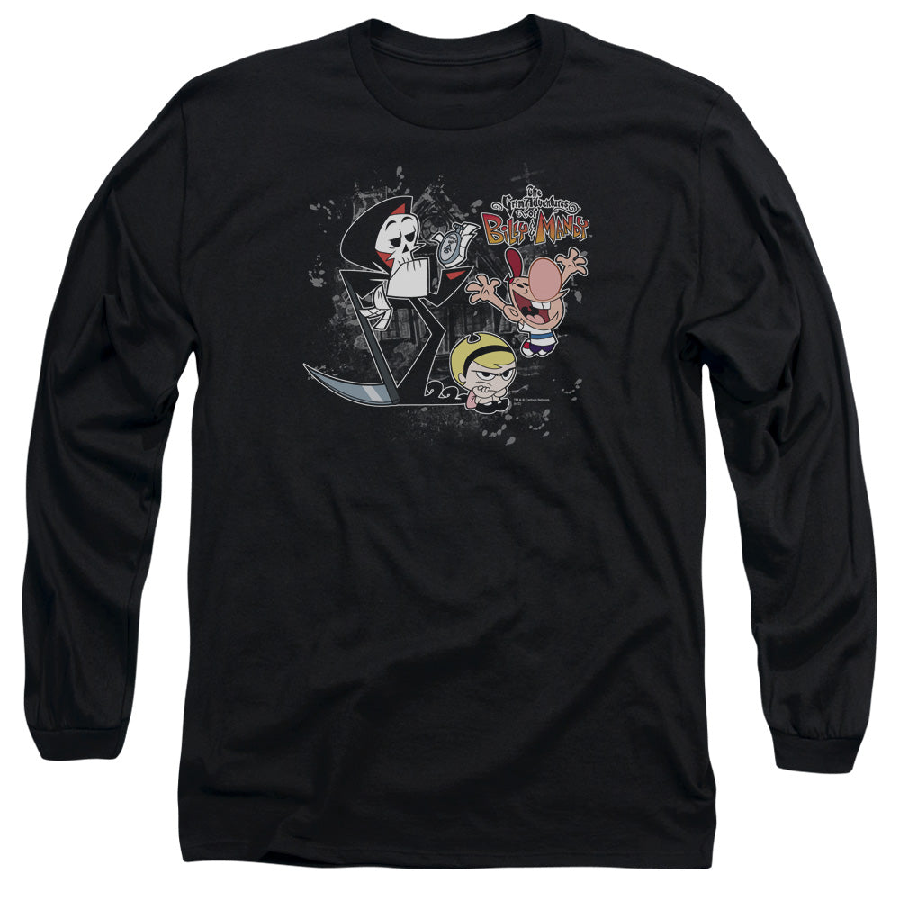Billy & Mandy Splatter Cast Mens Long Sleeve Shirt Black Officially Licensed