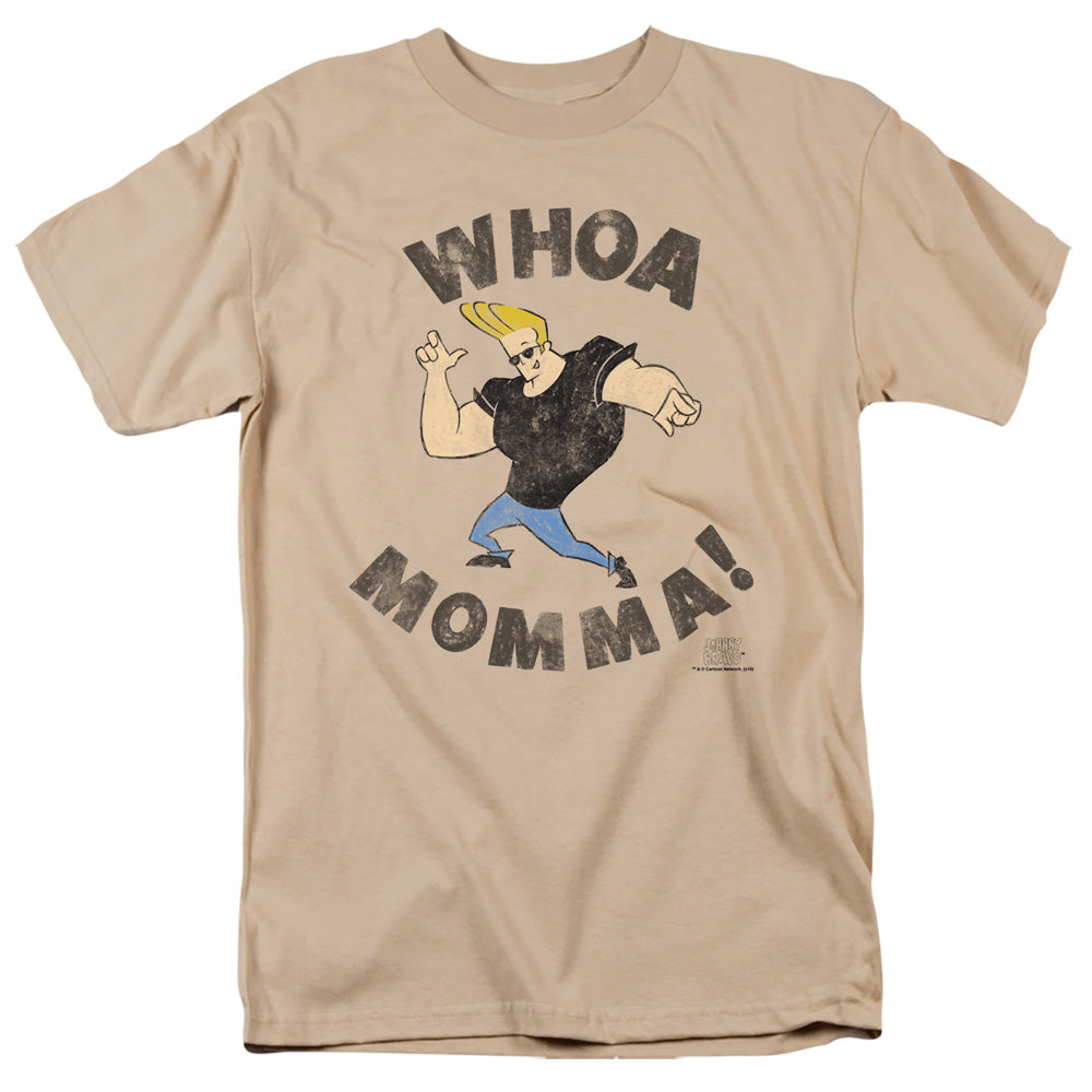 Johnny Bravo Whoa Momma Mens T Shirt Sand