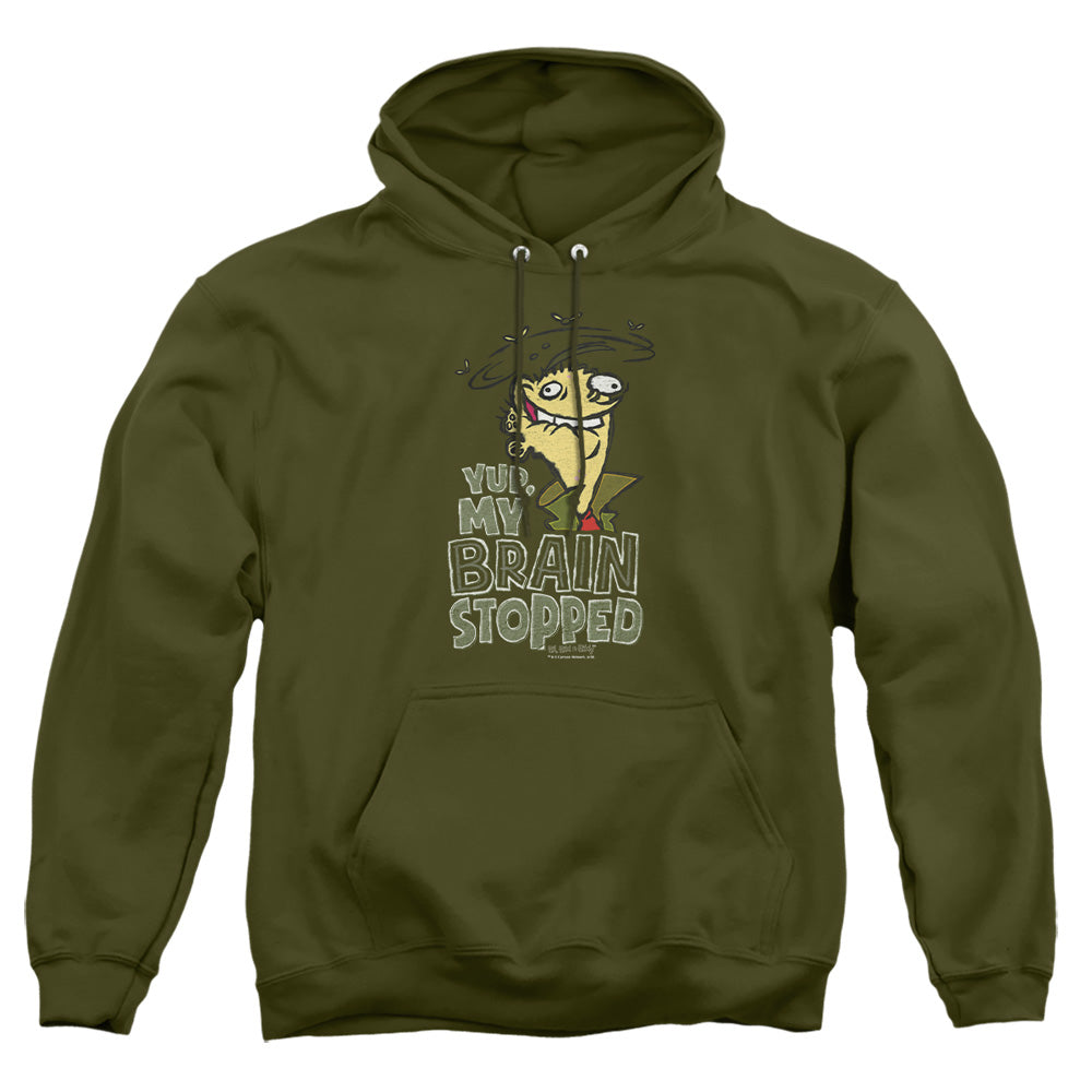 Ed Edd N Eddy Brain Dead Ed Mens Hoodie Military Green Officially Licensed
