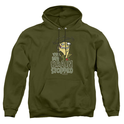 Ed Edd N Eddy Brain Dead Ed Mens Hoodie Military Green Officially Licensed