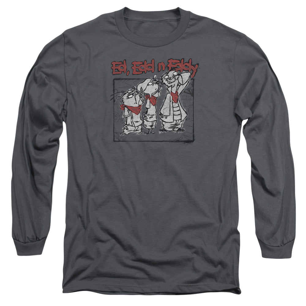 Ed Edd N Eddy Stand By Me Mens Long Sleeve Shirt Charcoal Officially Licensed Officially Licensed