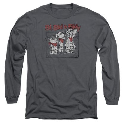Ed Edd N Eddy Stand By Me Mens Long Sleeve Shirt Charcoal Officially Licensed Officially Licensed