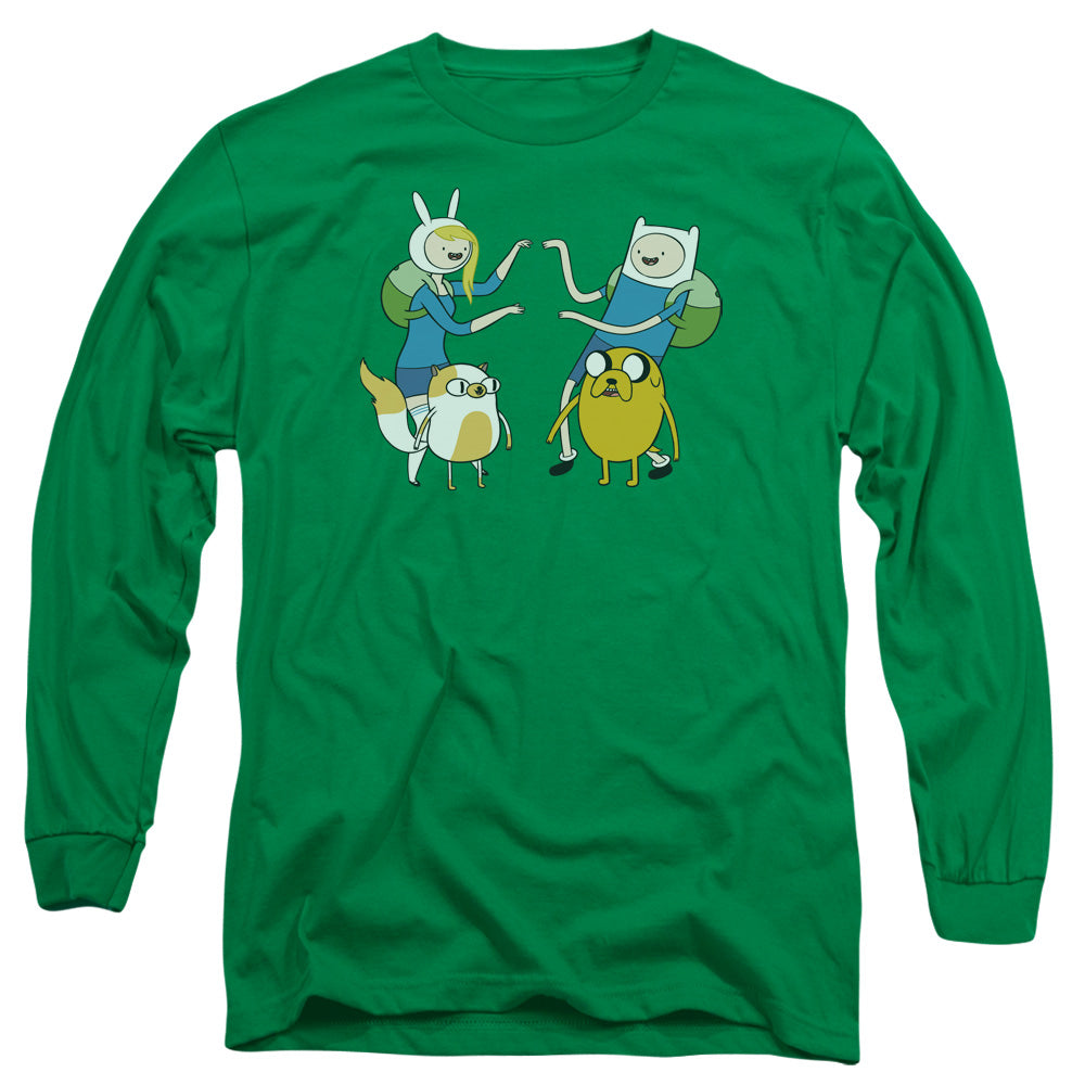 Adventure Time Meet Up Mens Long Sleeve Shirt Kelly Green