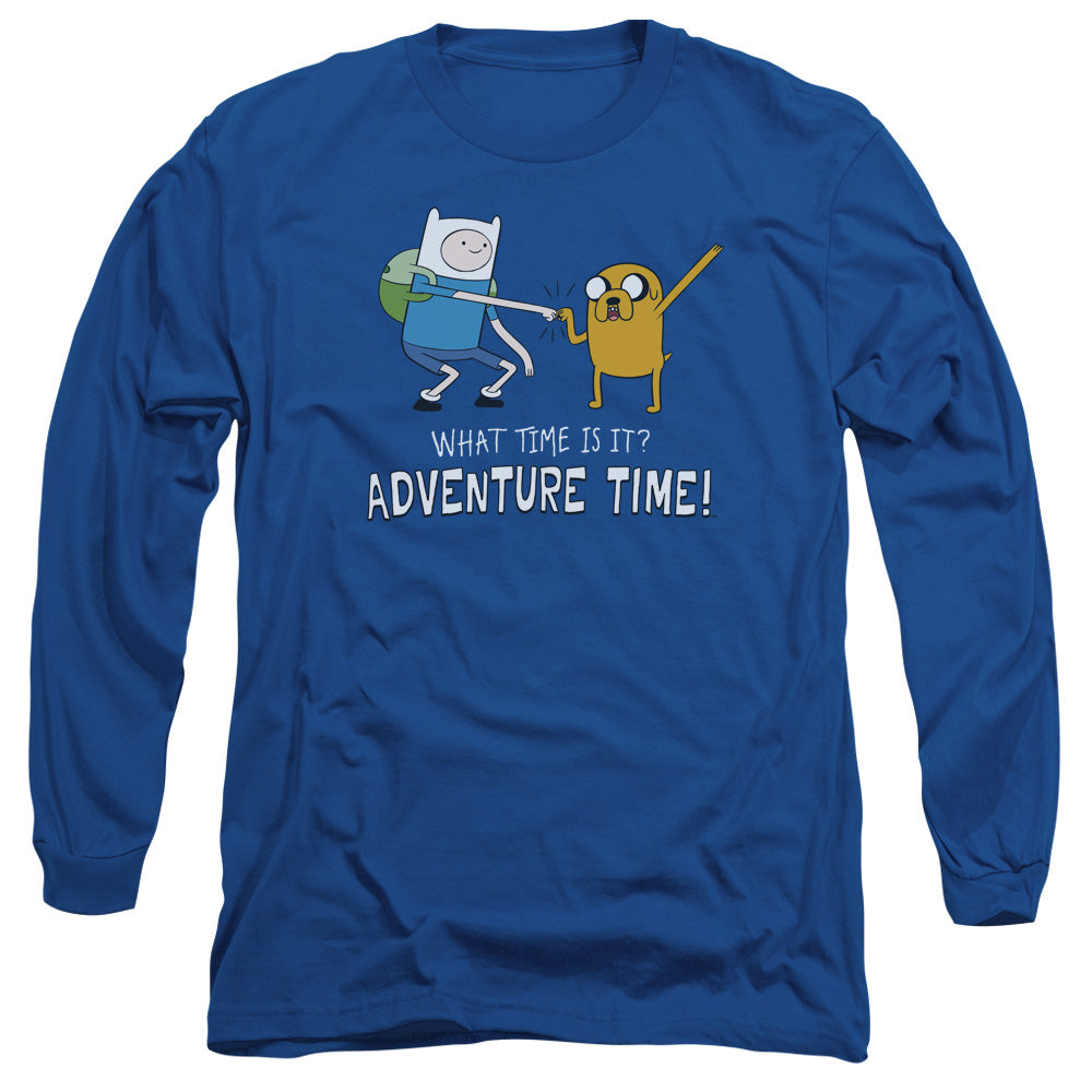 Adventure Time Fist Bump Mens Long Sleeve Shirt Royal Blue