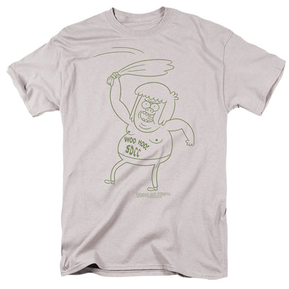 Regular Show Sdcc 2013 Muscle Man Mens T Shirt Silver Officially Licensed