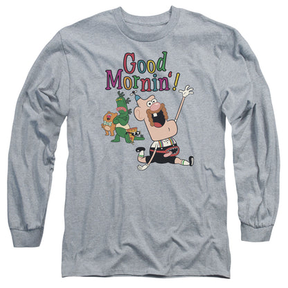 Uncle Grandpa Good Mornin Mens Long Sleeve Shirt Athletic Heather Officially Licensed