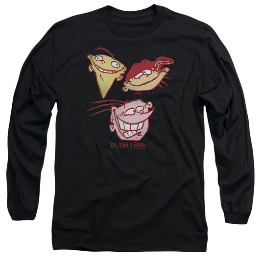 Ed Edd Eddy Three Heads Mens Long Sleeve Shirt Black