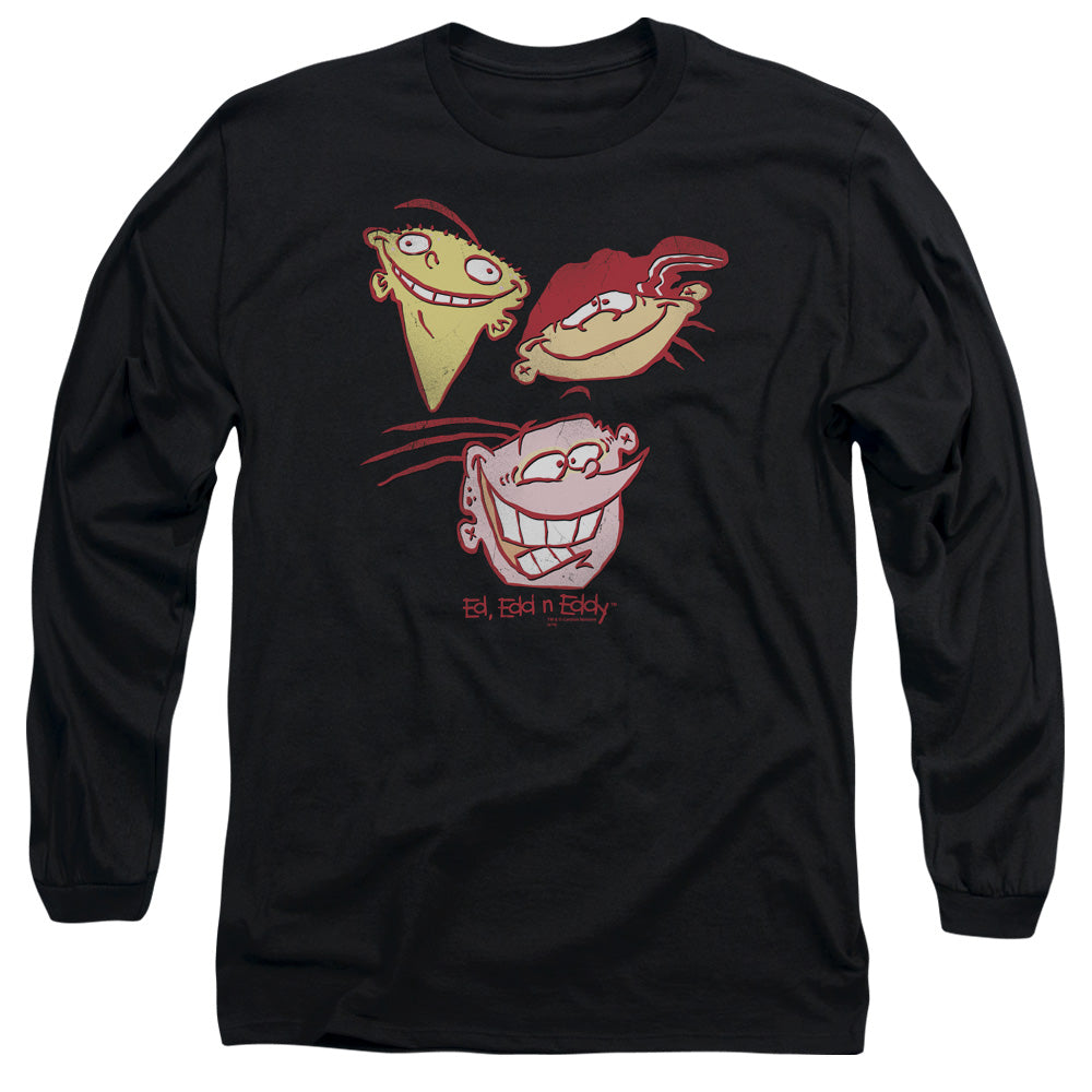 Ed Edd Eddy Three Heads Mens Long Sleeve Shirt Black Officially Licensed