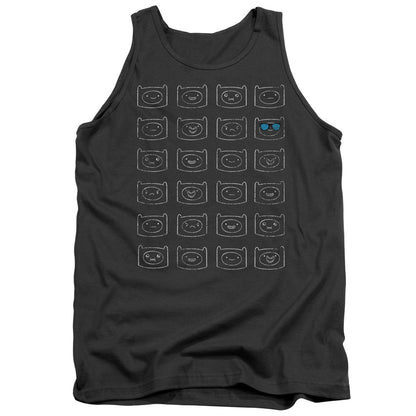 Adventure Time Finn Faces Mens Tank Top Shirt Charcoal