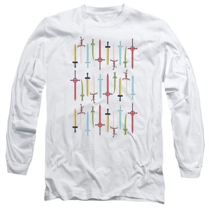 Adventure Time Swords Mens Long Sleeve Shirt White