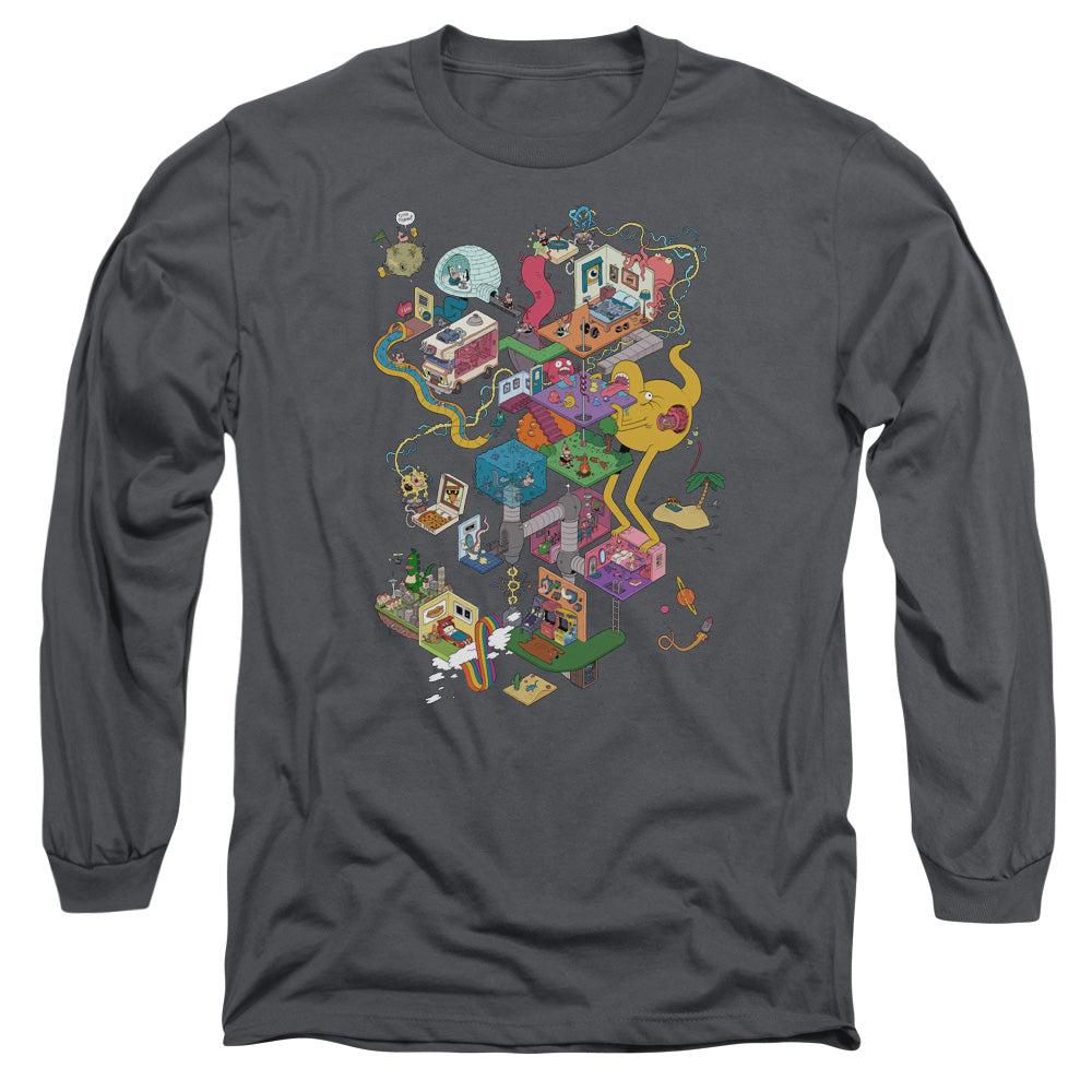 Uncle Grandpa Inside The Rv Mens Long Sleeve Shirt Charcoal Officially Licensed