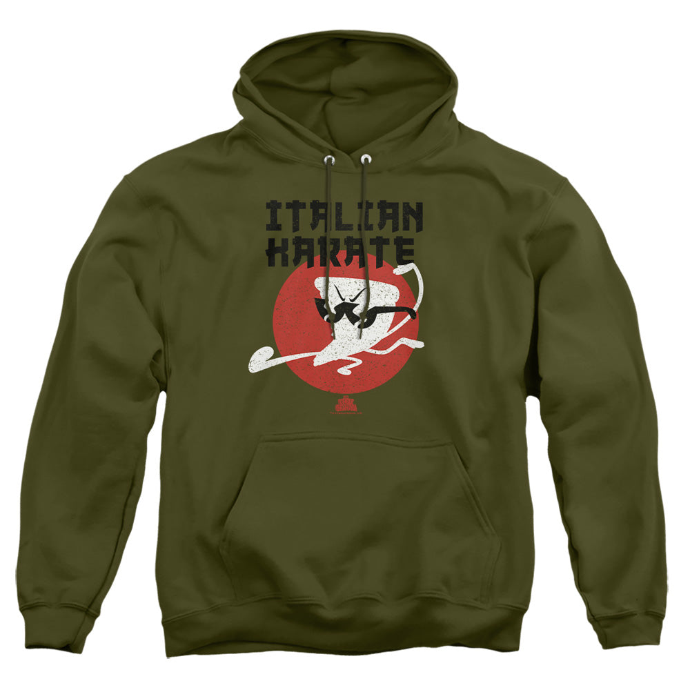 Uncle Grandpa  Italian Karate Mens Hoodie Military Green Officially Licensed