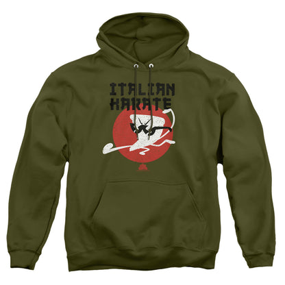 Uncle Grandpa  Italian Karate Mens Hoodie Military Green Officially Licensed