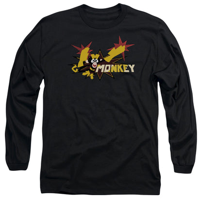 Dexterss Laboratory Monkey Mens Long Sleeve Shirt Black Officially Licensed