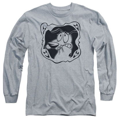 Courage The Cowardly Dog Ghost Frame Mens Long Sleeve Shirt Athletic Heather Officially Licensed Officially Licensed