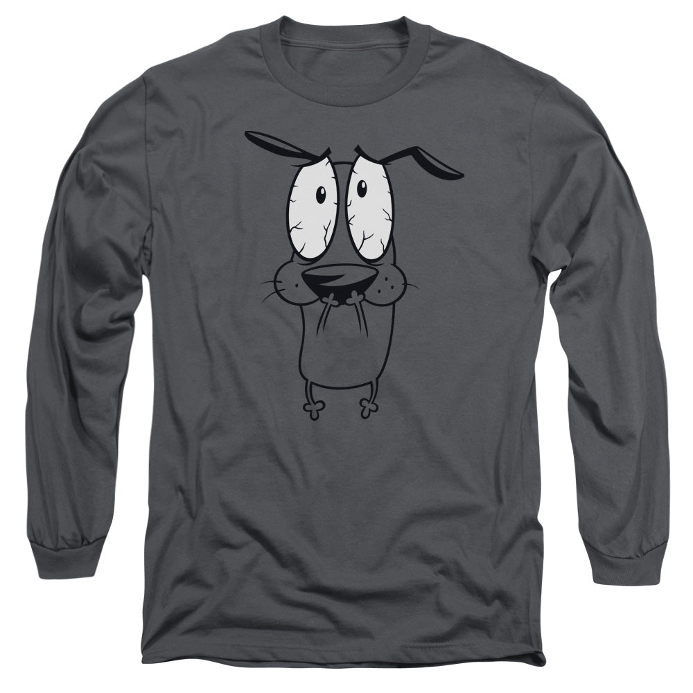 Courage The Cowardly Dog Scared Mens Long Sleeve Shirt Charcoal