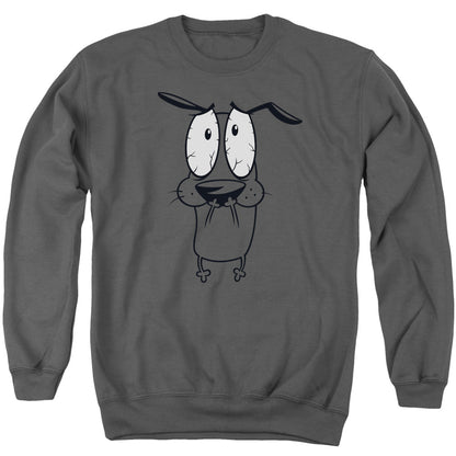 Courage The Cowardly Dog Scared Mens Crewneck Sweatshirt Charcoal Officially Licensed