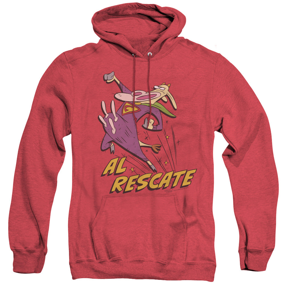 Cow And Chicken Al Rescate Heather Mens Hoodie Red Officially Licensed