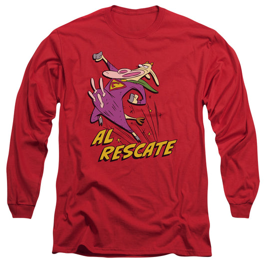 Cow And Chicken Al Rescate Mens Long Sleeve Shirt Red