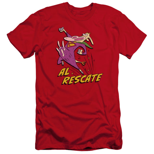 Cow And Chicken Al Rescate Premium Bella Canvas Slim Fit Mens T Shirt Red