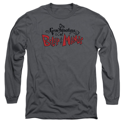 Grim Adventures Of Billy And Mandy Grim Logo Mens Long Sleeve Shirt Charcoal Officially Licensed