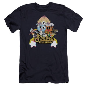 Amazing World Of Gumball Elmore Junior High Hbo Premium Bella Canvas Slim Fit Mens T Shirt Navy