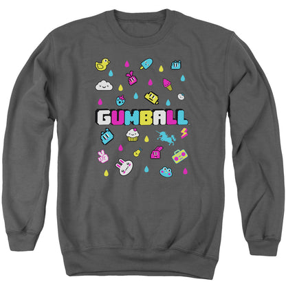 Amazing World of Gumball Fun Drops Mens Crewneck Sweatshirt Charcoal Officially Licensed