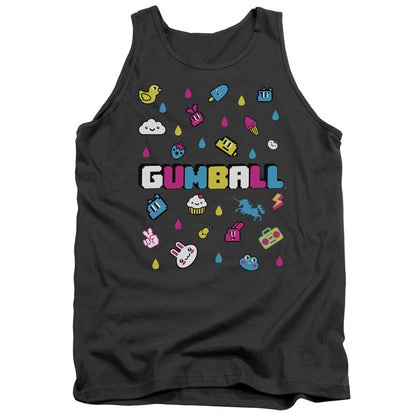 Amazing World Of Gumball Fun Drops Mens Tank Top Shirt Charcoal