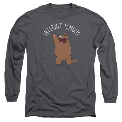We Bare Bears Internet Famous Mens Long Sleeve Shirt Charcoal Officially Licensed