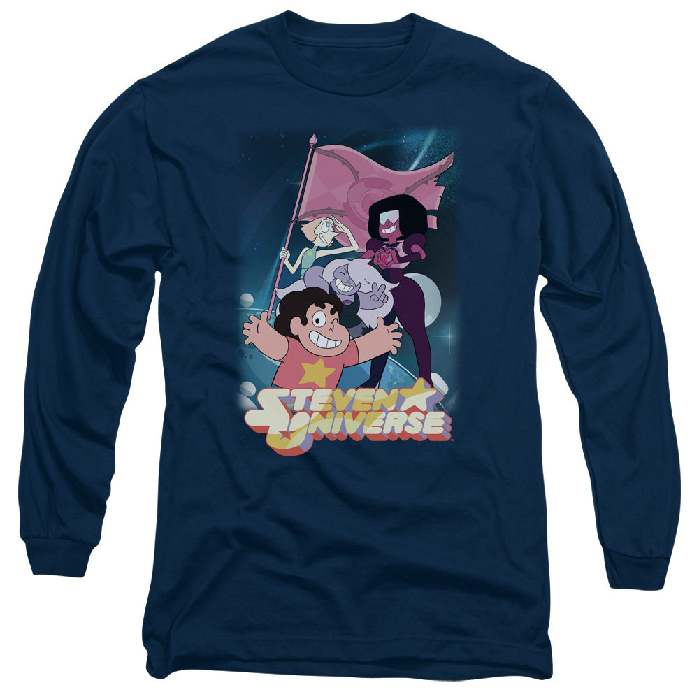 Steven Universe Crystal Gem Flag Mens Long Sleeve Shirt Navy Officially Licensed