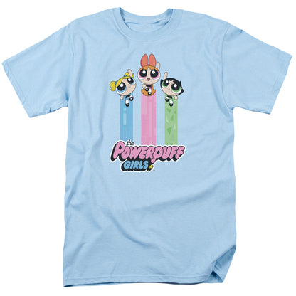 Powerpuff Girls The Girls Fly Mens T Shirt Light Blue