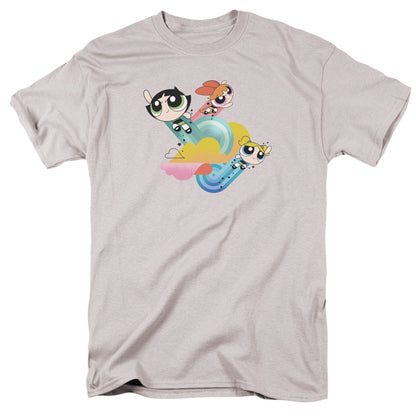 Powerpuff Girls Spiral Streaks Mens T Shirt Silver