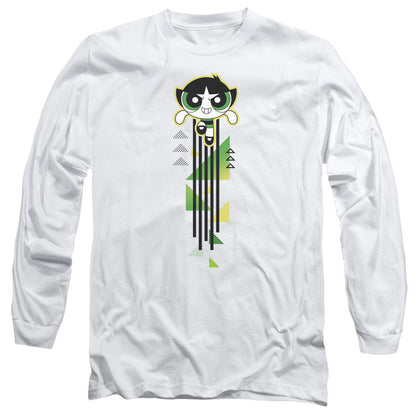 Powerpuff Girls Buttercup Streak Mens Long Sleeve Shirt White Officially Licensed