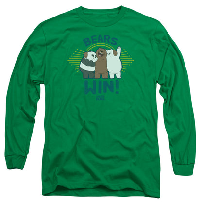We Bare Bears Bears Win Mens Long Sleeve Shirt Kelly Green Officially Licensed