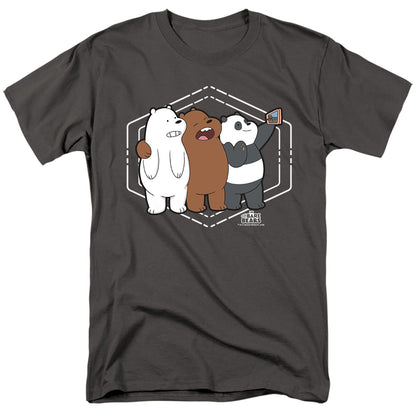 We Bare Bears Selfie Mens T Shirt Charcoal Officially Licensed
