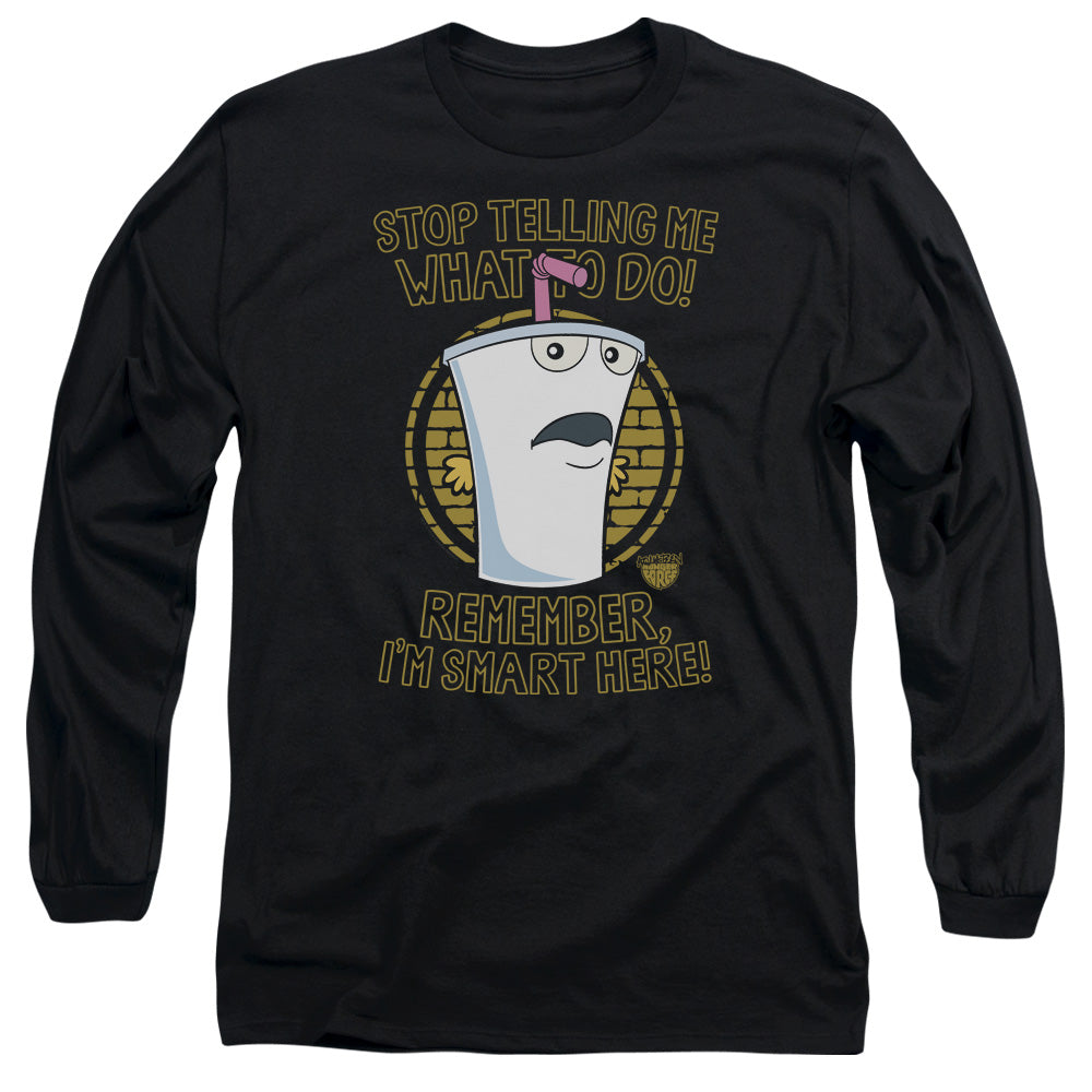 Aqua Teen Hunger Force Stop Mens Long Sleeve Shirt Black Officially Licensed