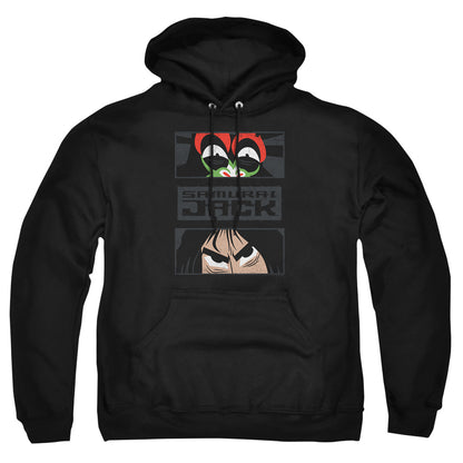 Samurai Jack Stare Down Mens Hoodie Black Officially Licensed
