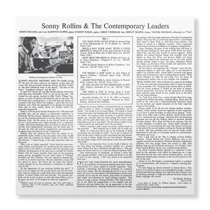Sonny Rollins And The Contemporary Leaders 180g LP Vinyl Record