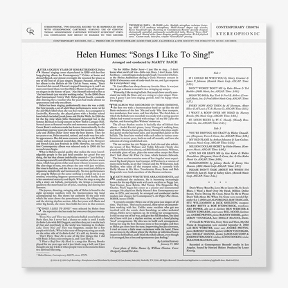 Songs I Like To Sing! - Contemporary Records Acoustic Sounds Series (180g LP) Vinyl Record